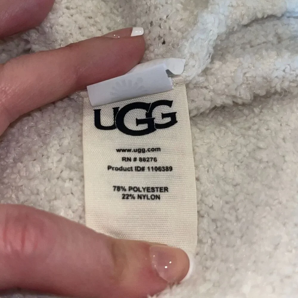 UGG Cardigan Open Front Sweater Women's Large Fleece Winter Cozycore White